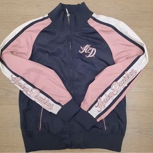 Selling Blue and Pink Harley Davidson Jacket 
Rarely used - like new